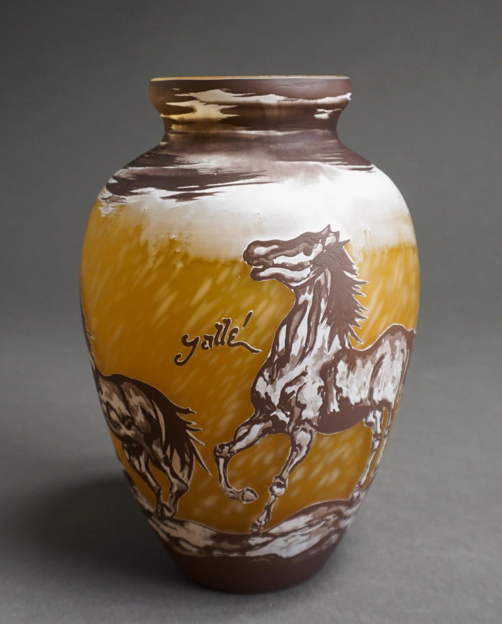 GALLE STYLE CAMEO GLASS HORSE