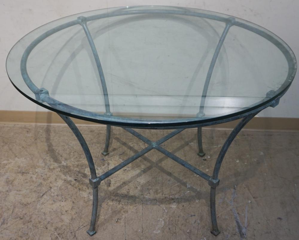 GALVANIZED ALUMINUM AND GLASS TOP