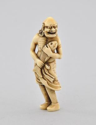Gama Sennin with a Fish Netsuke