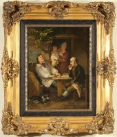 GAME OF CHECKERS, OIL ON CANVA