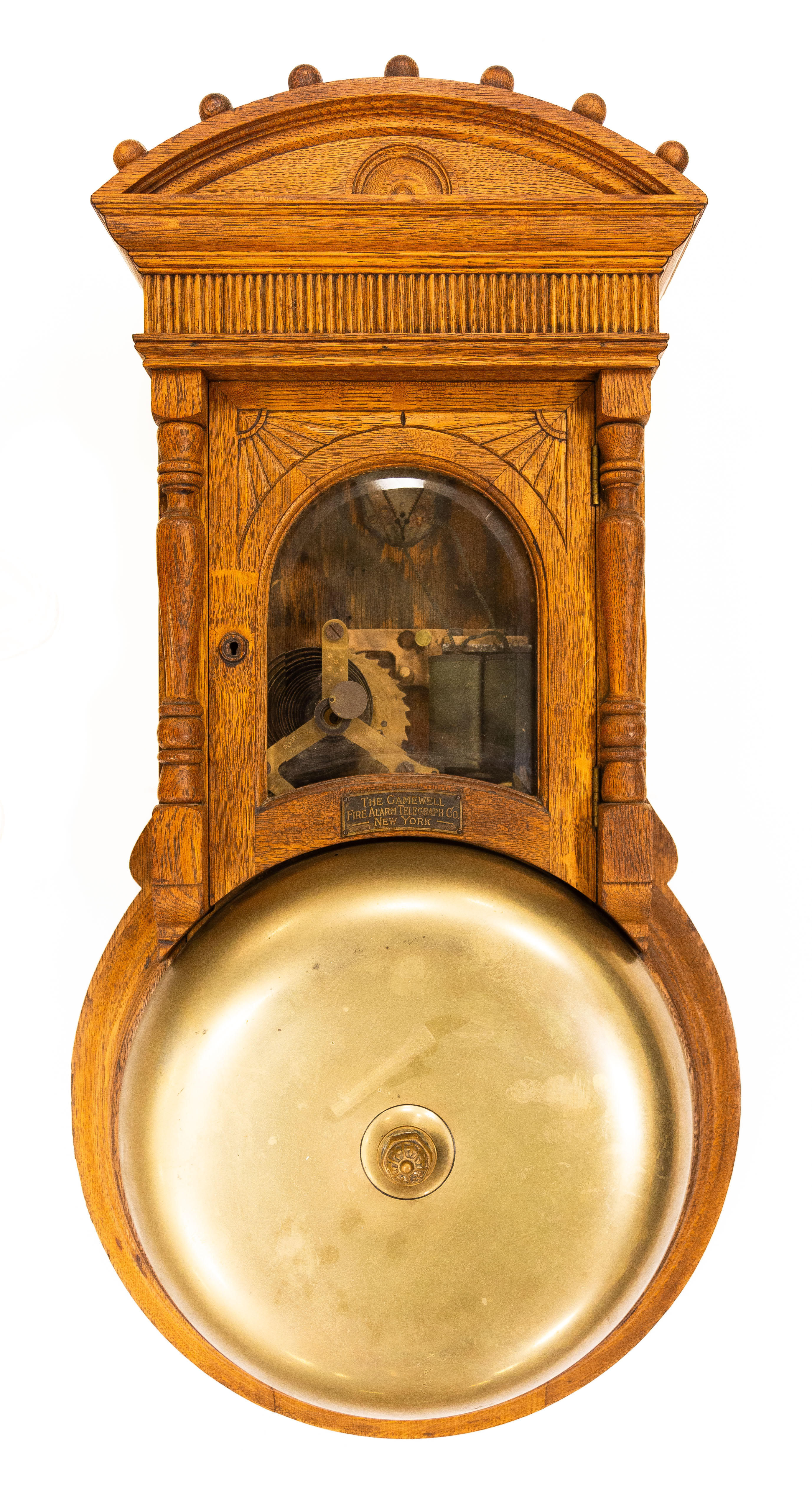 GAMEWELL FIRE ALARM Carved oak case