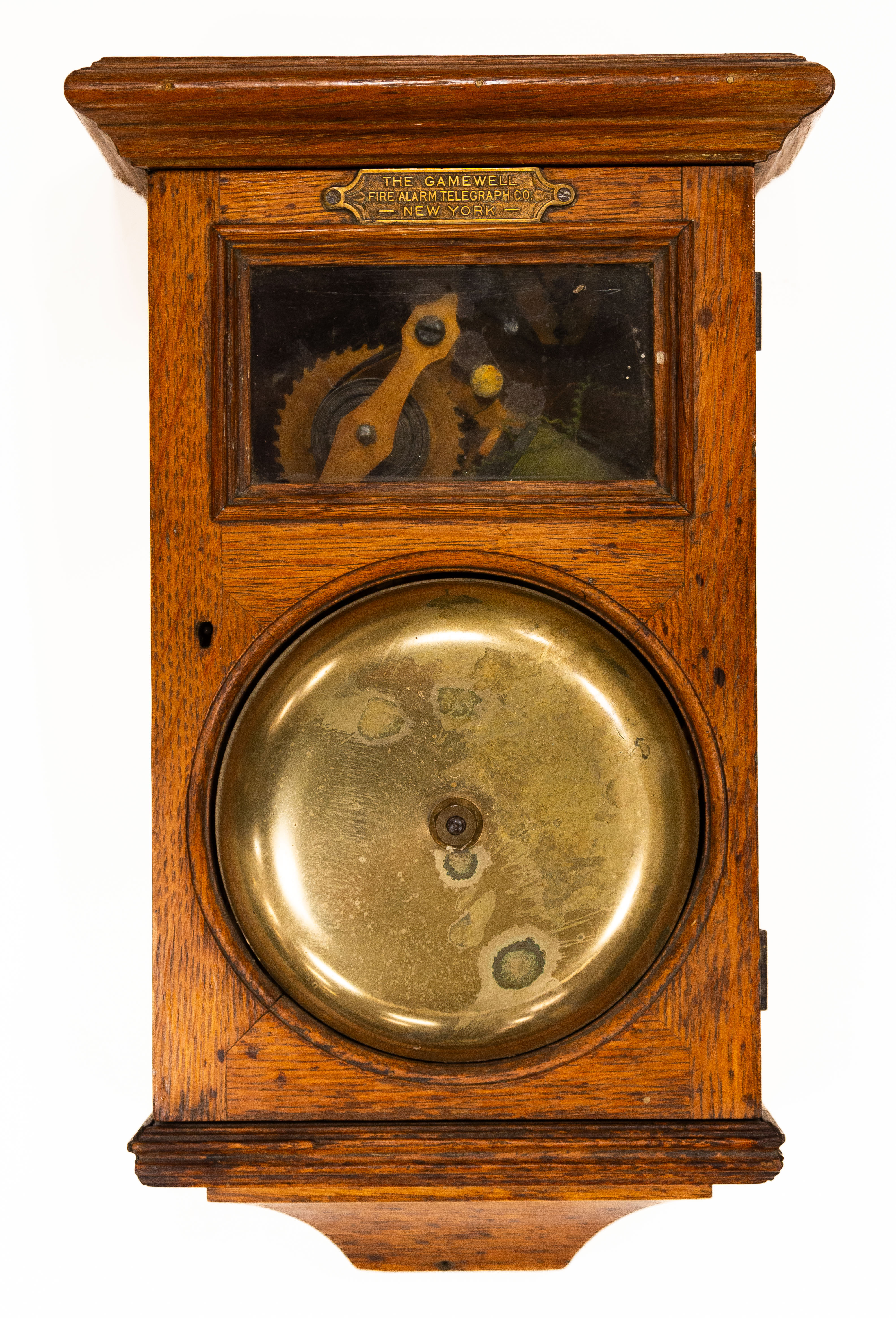 GAMEWELL FIRE ALARM Carved oak