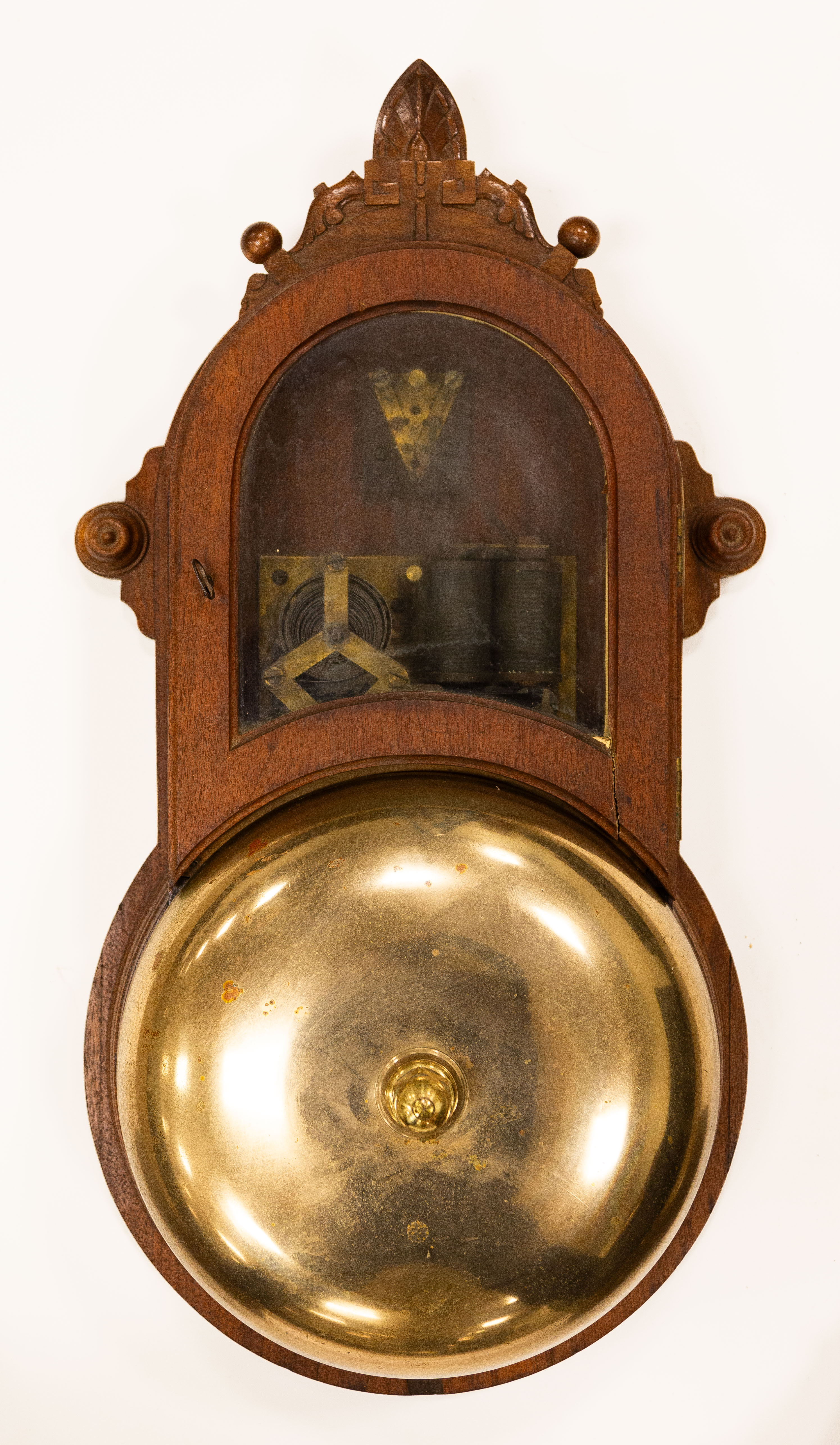 GAMEWELL FIRE BELL Carved oak case.