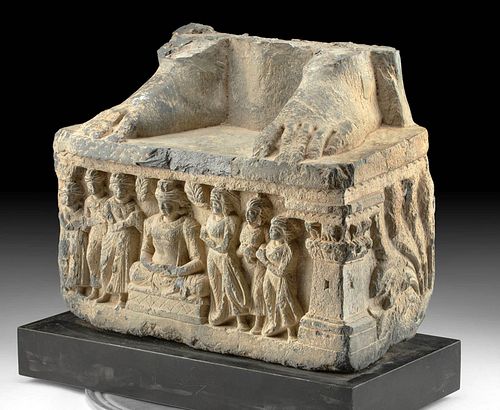 GANDHARA PANEL BUDDHA FEET ATOP