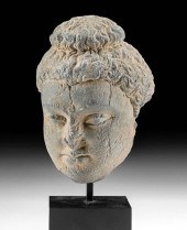 GANDHARAN SCHIST BUDDHA HEAD W