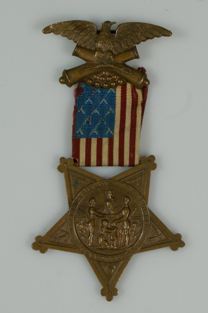 GAR brass medal with eagle and silk