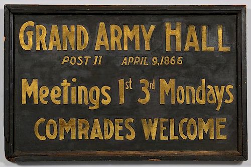 GAR MEETING HALL SIGN, DOUBLE
