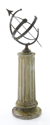 Garden armillary sundial on