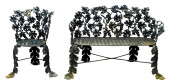GARDEN: CAST IRON BENCH AND CH