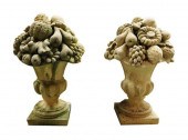 GARDEN: PAIR OF CEMENT FRUIT A