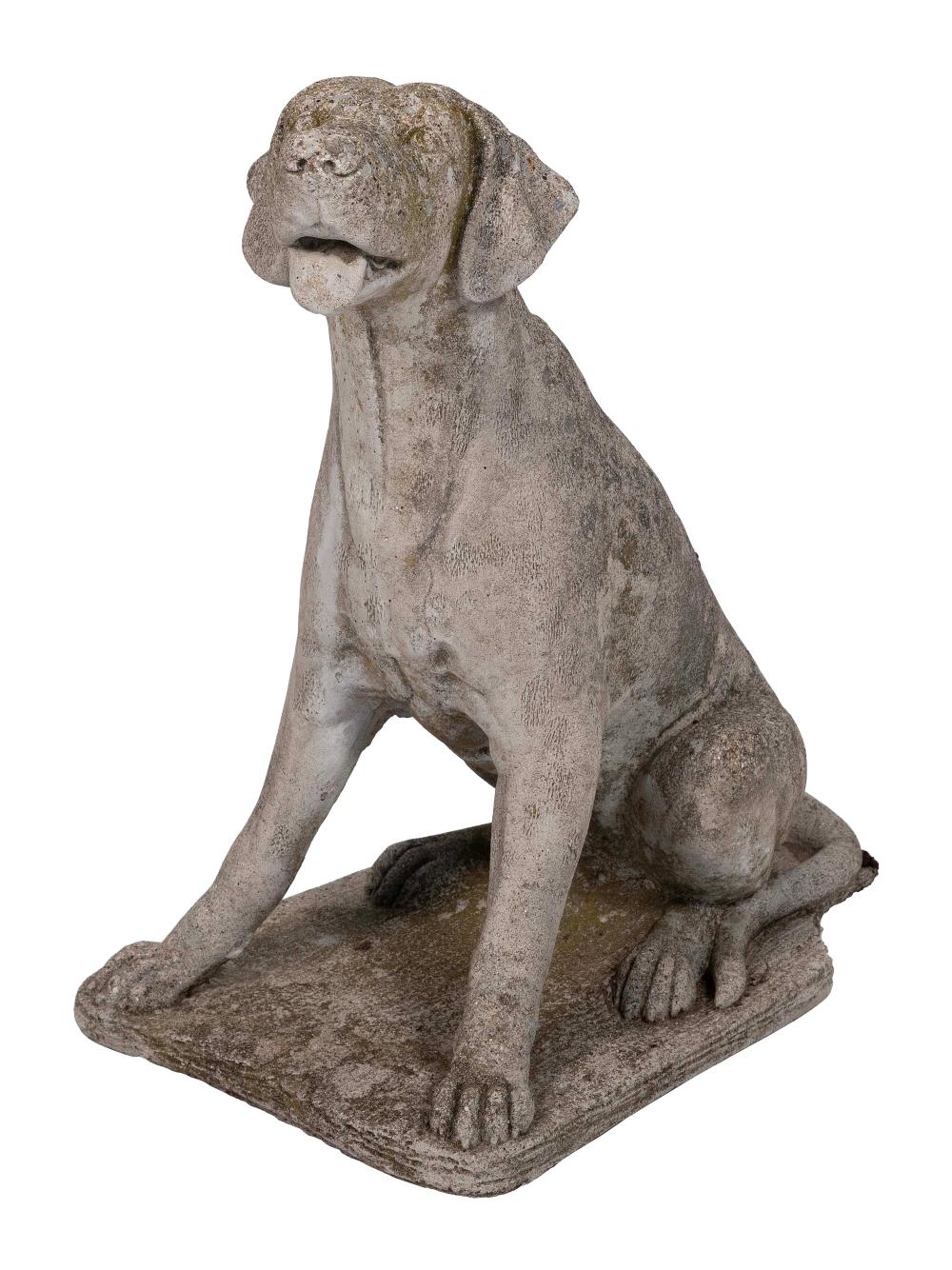 GARDEN STATUE OF A SEATED DOG