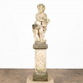 GARDEN STATUE, PUTTI ON PEDEST