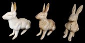 GARDEN: THREE CAST IRON RABBIT