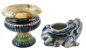 GARDEN: TWO MAJOLICA PLANTERS: