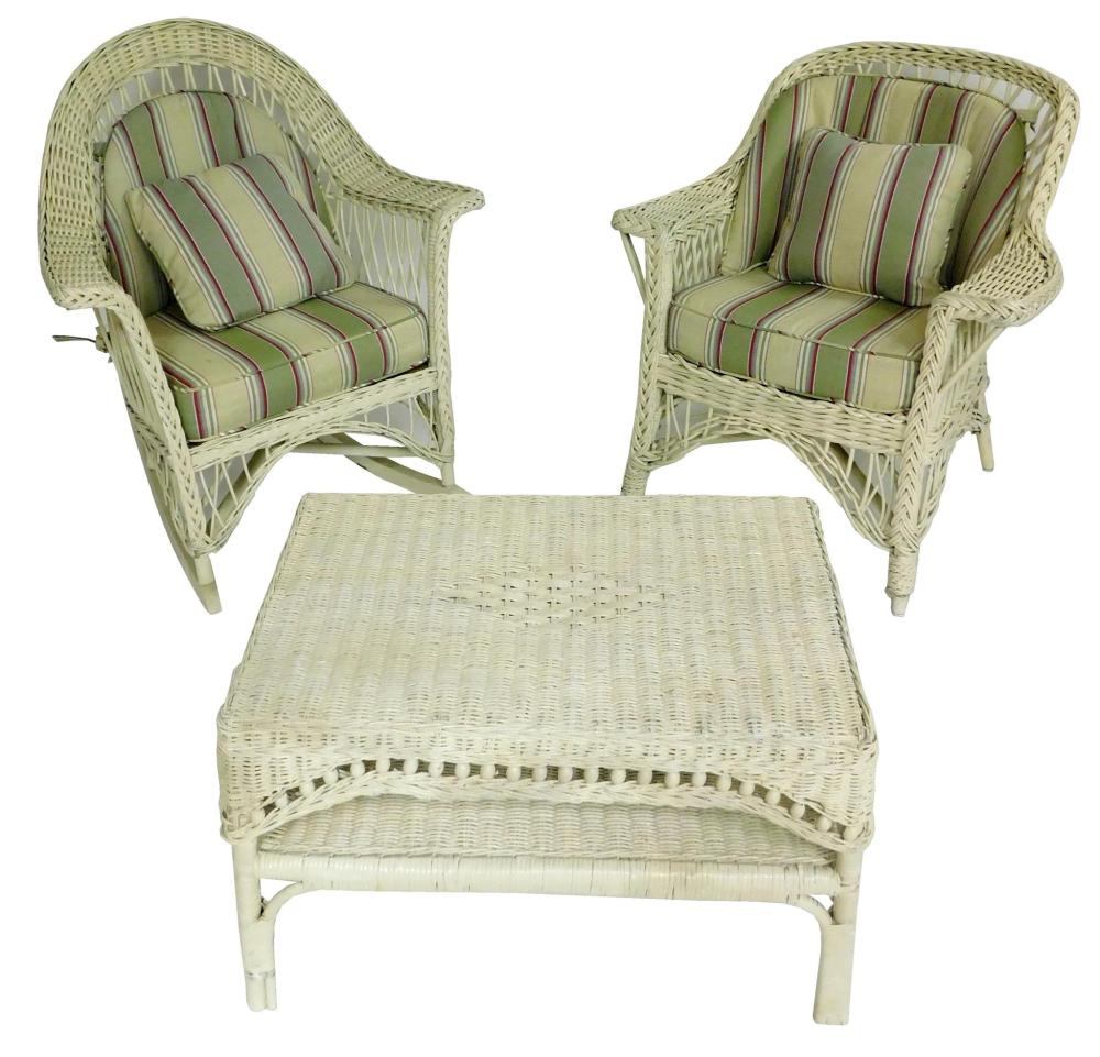 GARDEN: WICKER ROCKING ARMCHAIR,