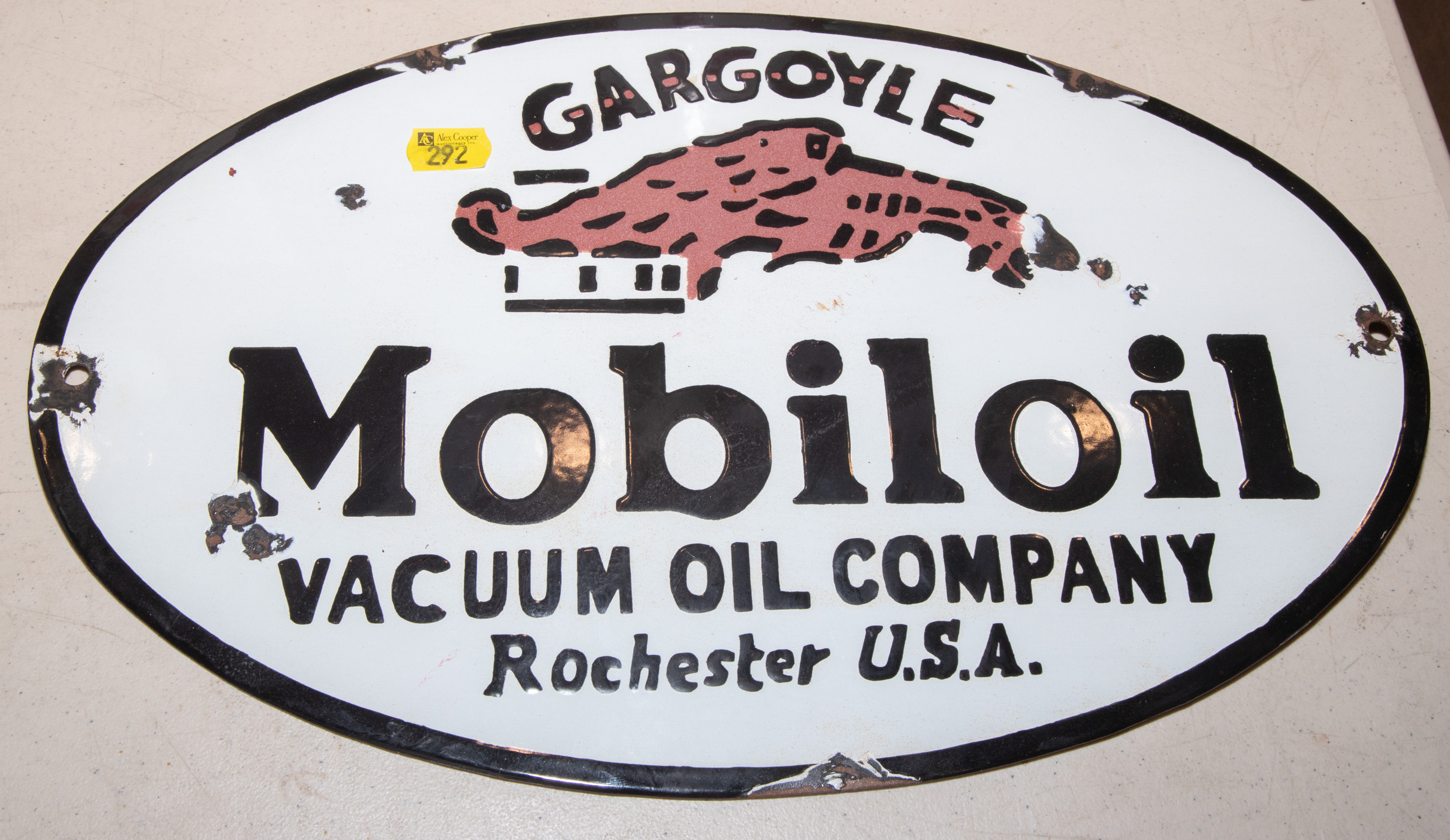 GARGOYLE MOBILOIL PORCELAIN SIGN
