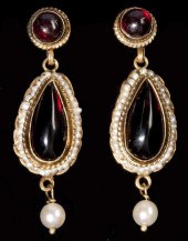 Garnet and Pearl Drop Pendant