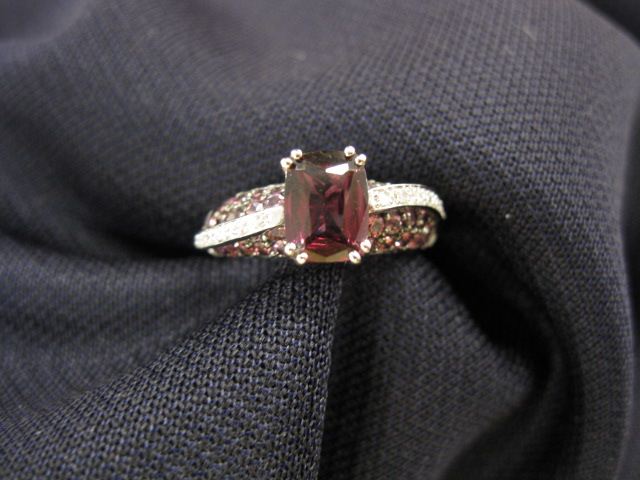 Garnet & Diamond Ring rich purplish