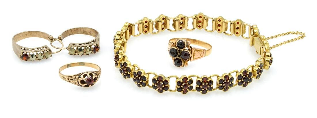GARNET LOT (4) INCLUDES 9K, 10K,