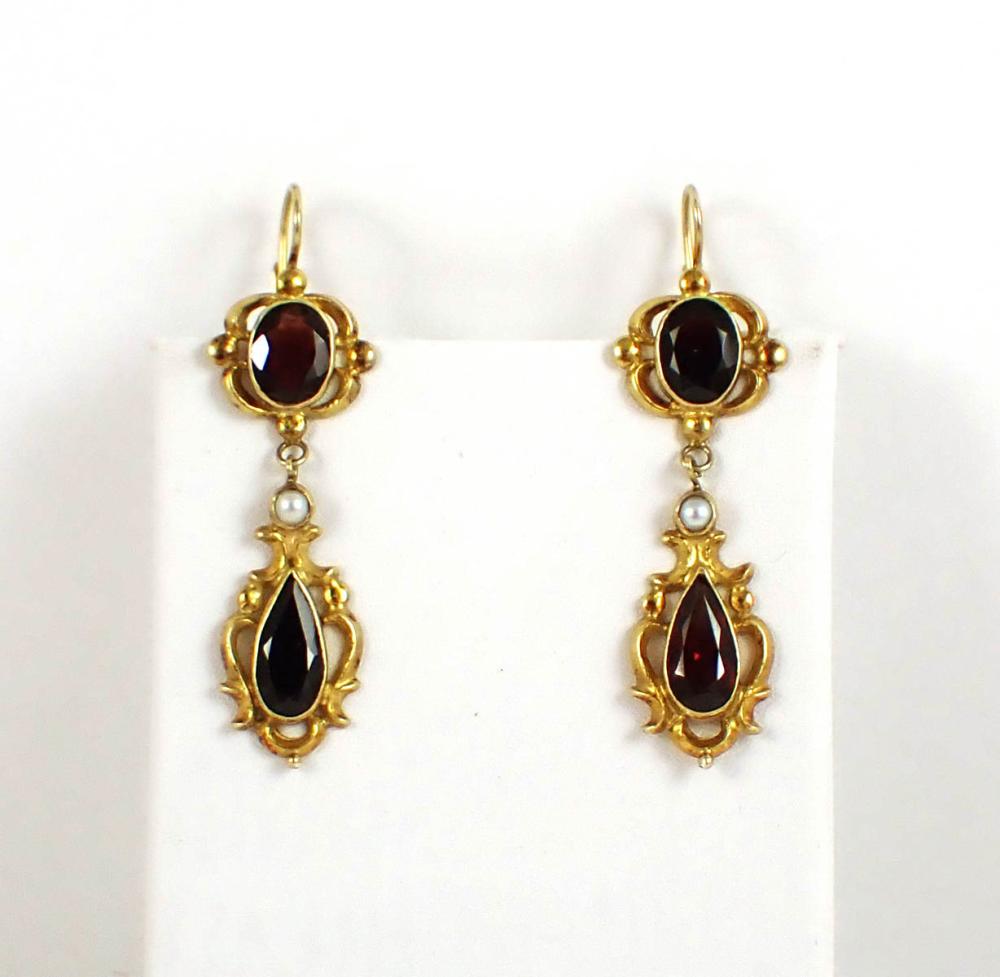 GARNET, PEARL AND FOURTEEN KARAT