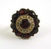 GARNET, SEED PEARL AND FOURTEE