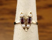 GARNET, SEED PEARL AND FOURTEE