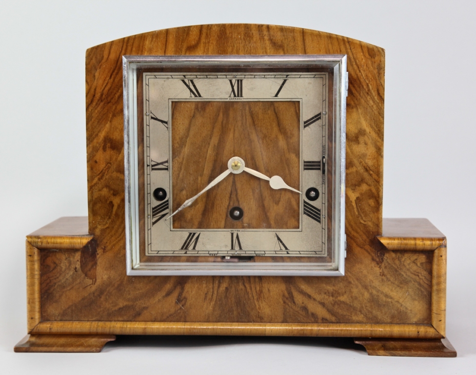 GARRARD ART DECO BURLED WOOD MANTEL