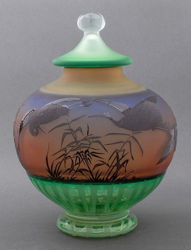 GARY GENETTI COVERED GLASS VASE