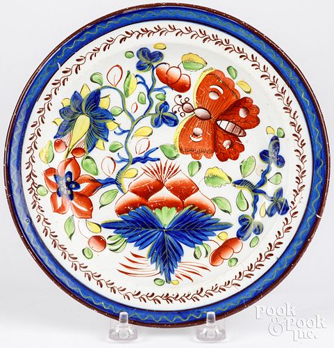 GAUDY DUTCH BUTTERFLY PLATE, 19TH