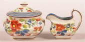 GAUDY DUTCH SUGAR BOWL AND CRE