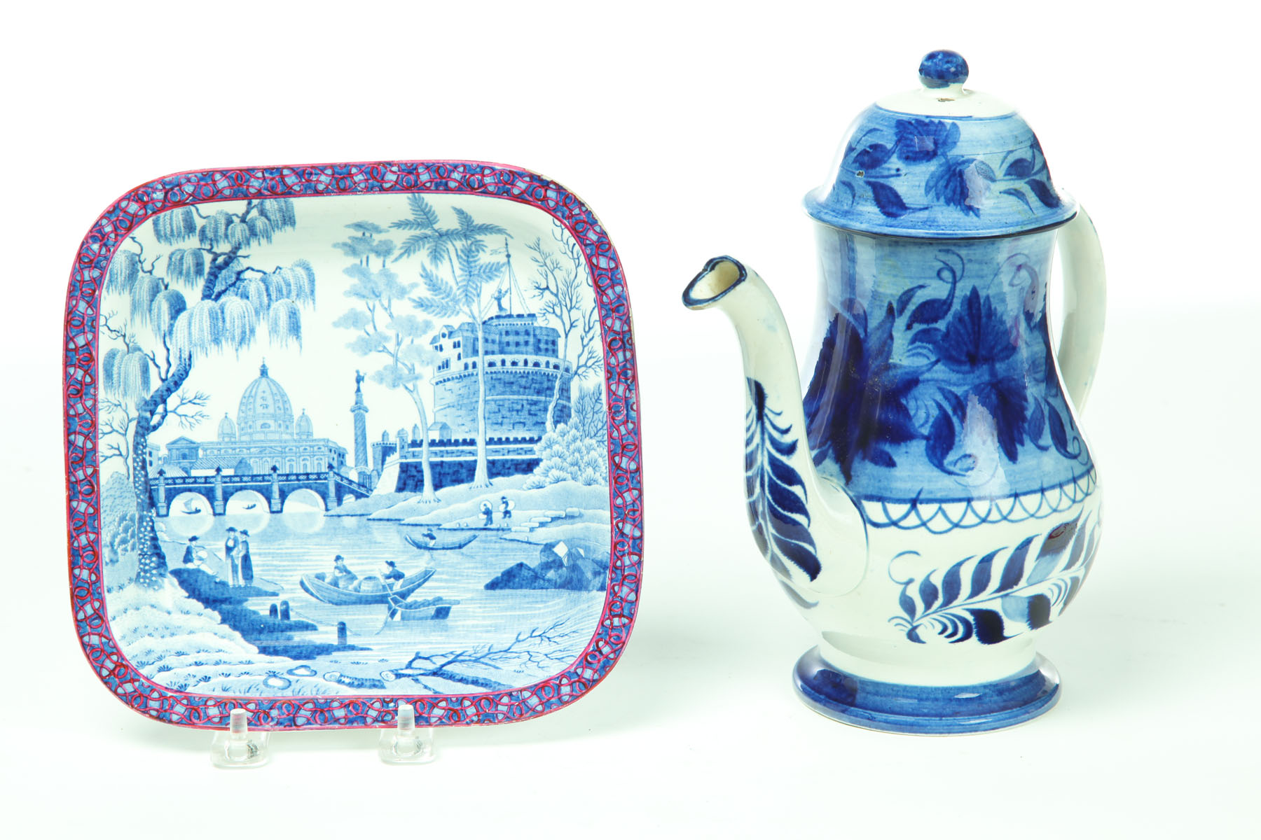 GAUDY TEAPOT AND SPODE VEGETABLE