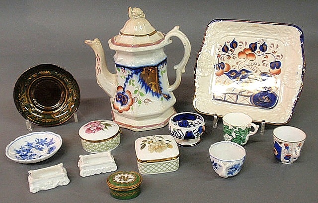 Gaudy Welsh coffeepot 10.5"h.