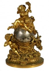GAUTIER GILT BRONZE CLOCK, FIN