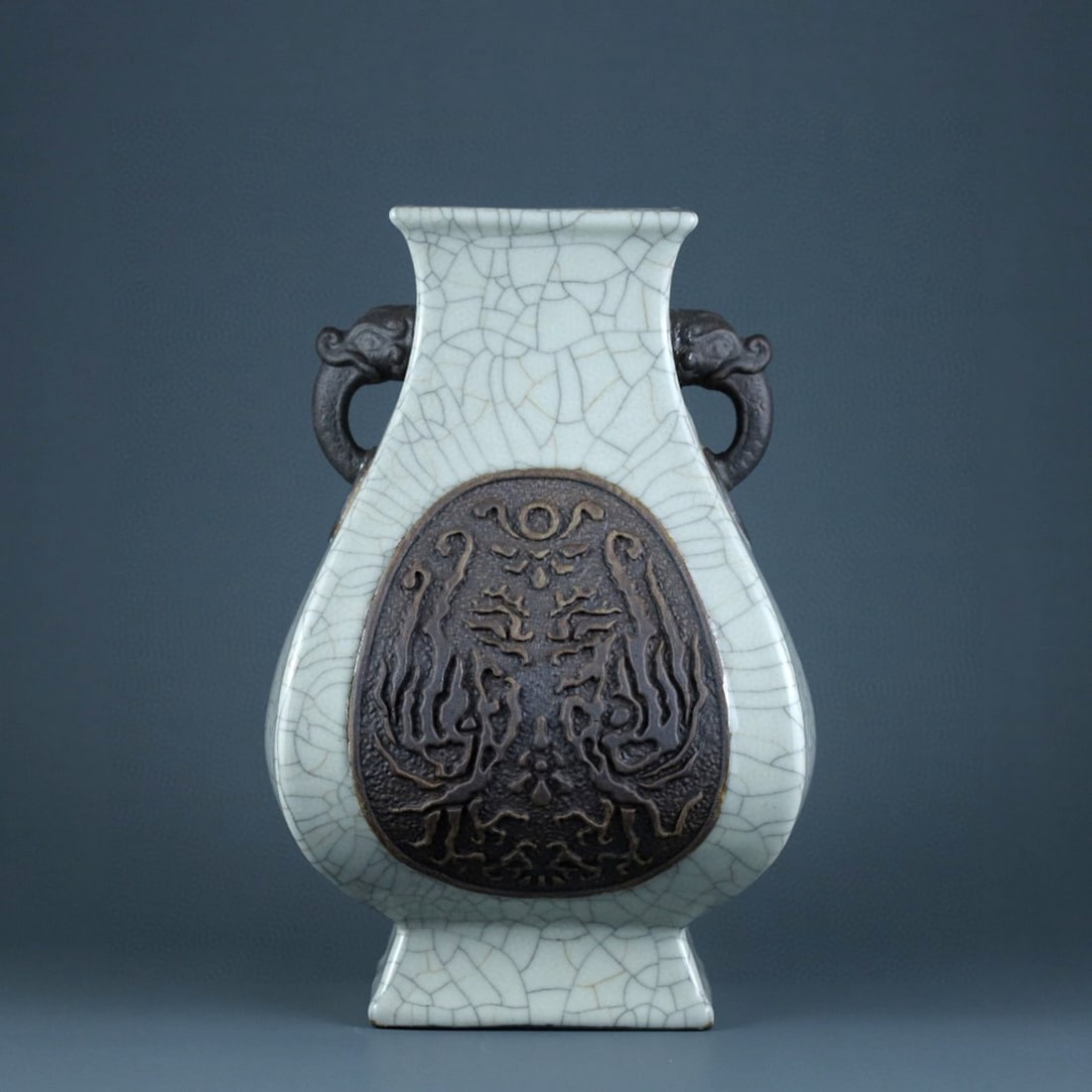 GE-TYPE GLAZE CARVED 'PHOENIXES'