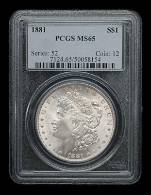 Gem BU 1881 Morgan silver dollar,