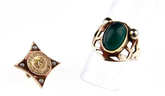 Gem-set gold ring and Tome School