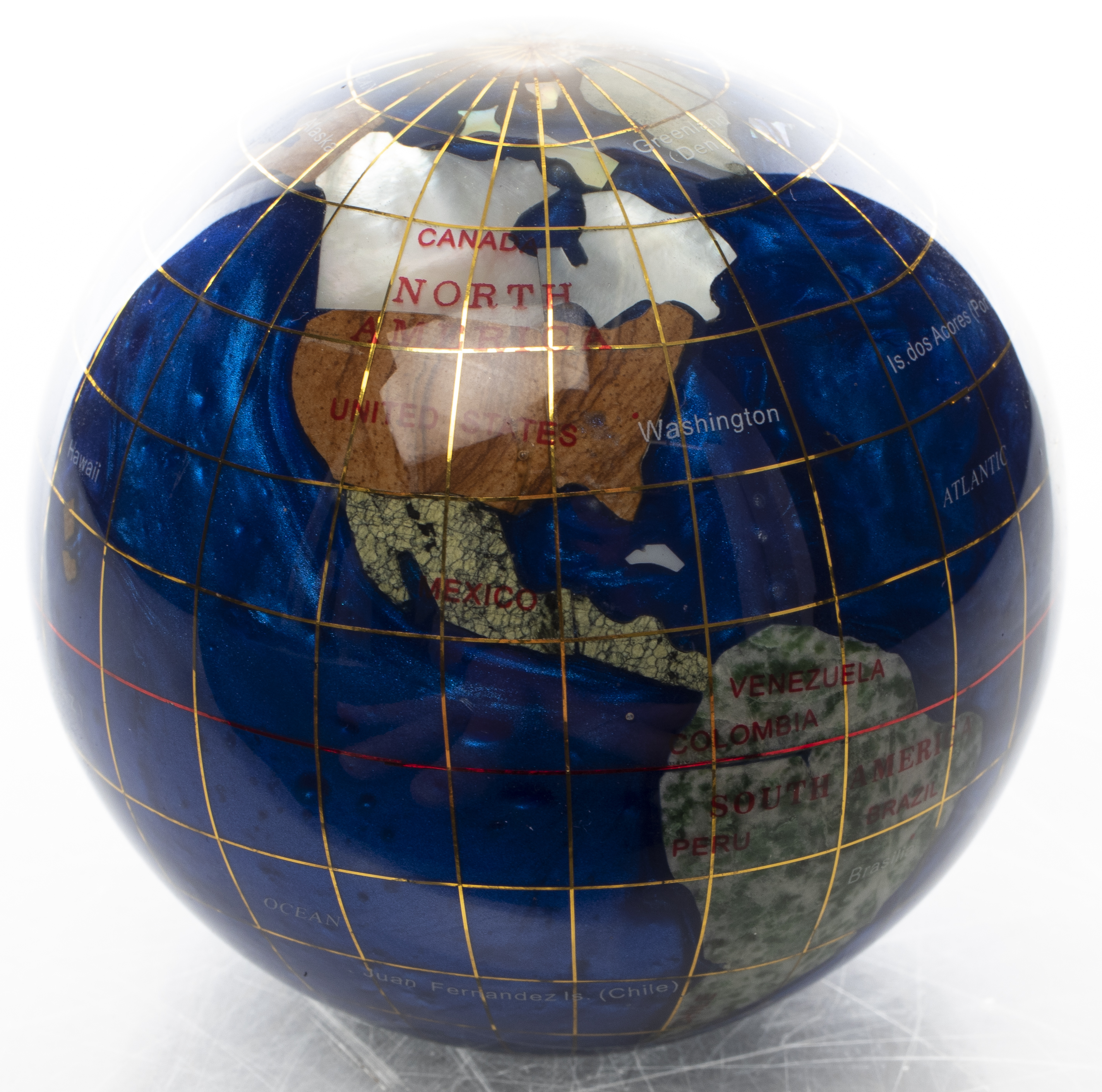 GEMSTONE GLOBE PAPERWEIGHT BY
