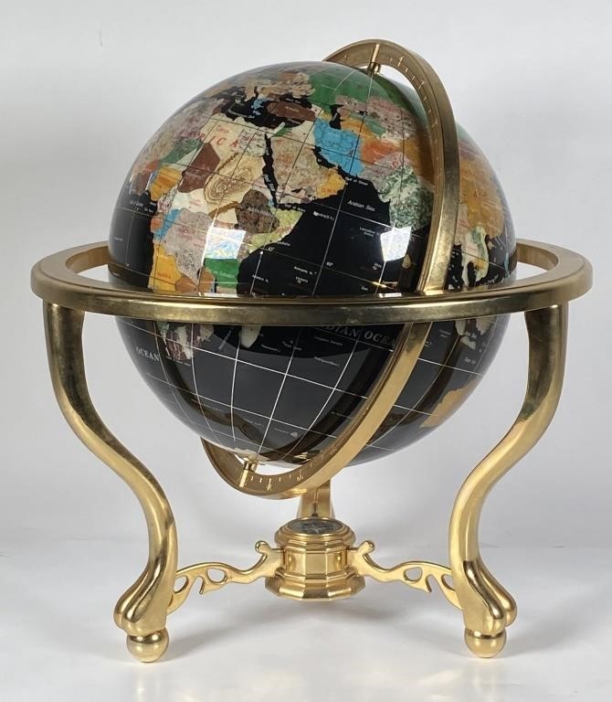 GEMSTONE GLOBE WITH COMPASS