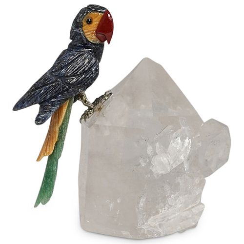 GEMSTONE PARROT ON QUARTZ