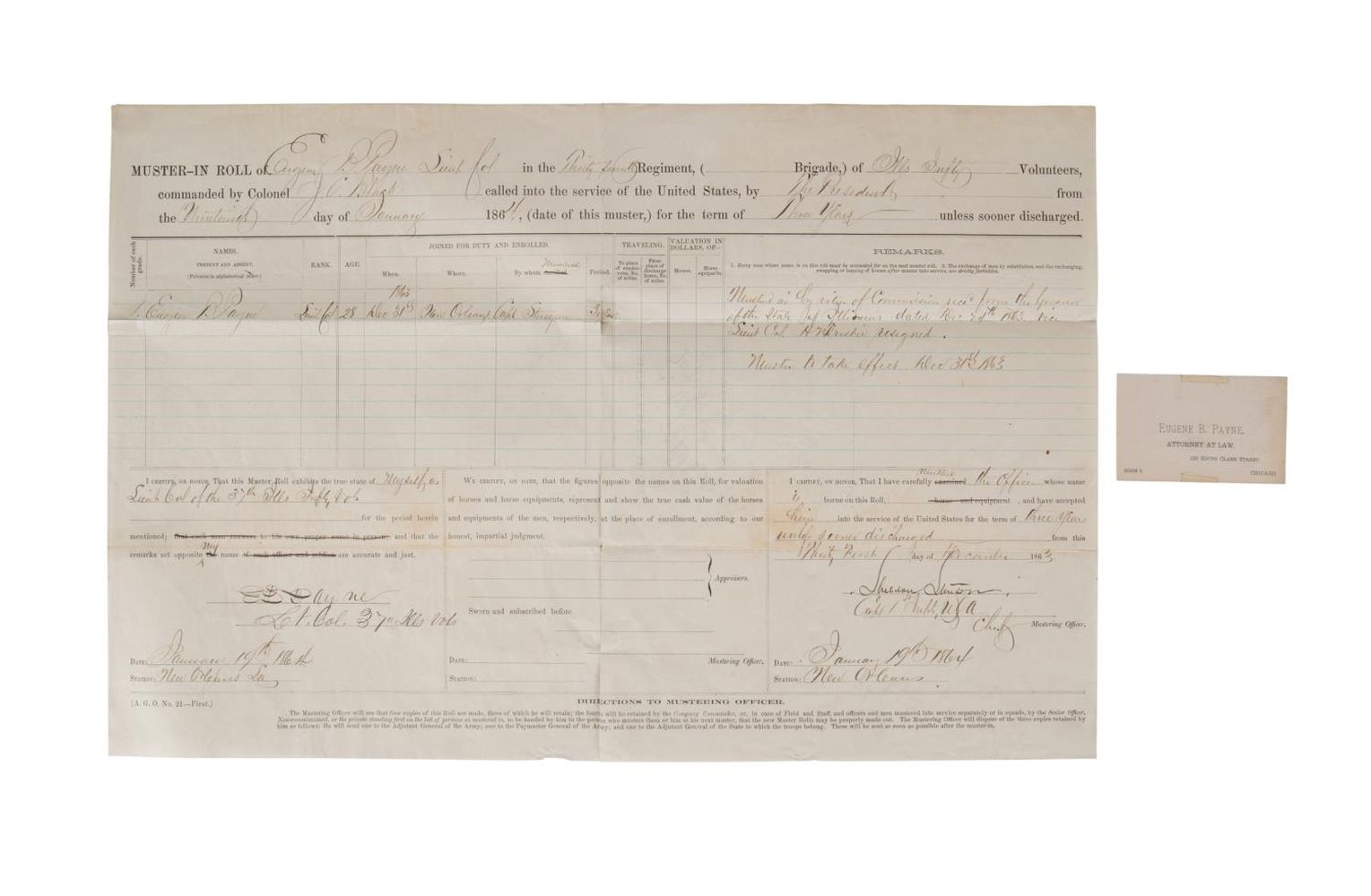 GEN EUGENE B PAYNE, SIGNED