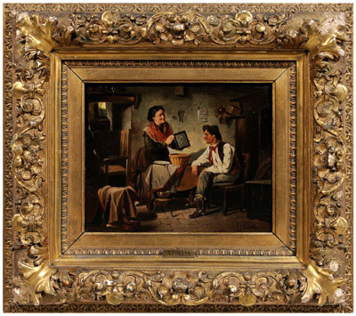 Genre painting signed "A.