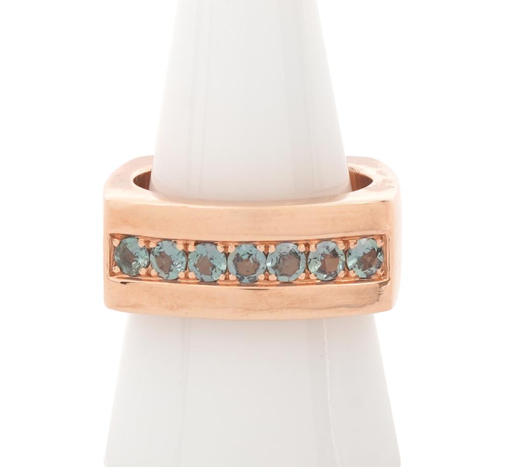 GENTLEMAN'S 14K ROSE GOLD & GREEN