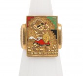 GENTLEMAN'S 18K YG ENAMEL AZTE