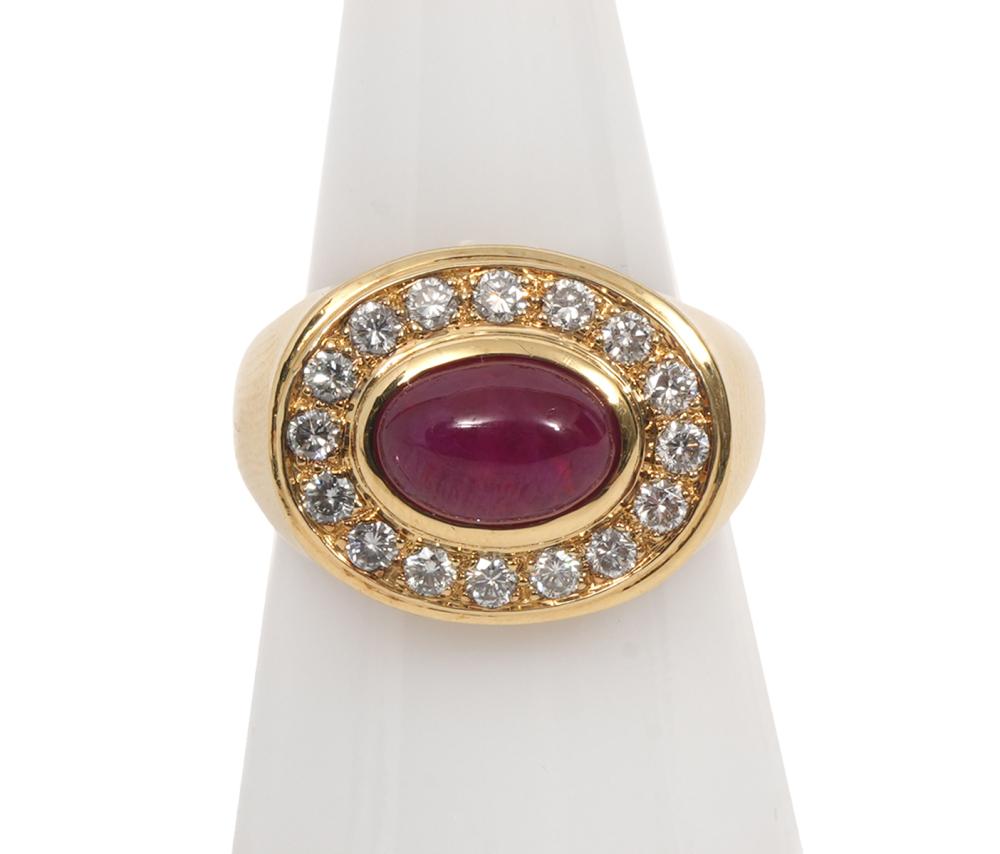 GENTLEMAN'S 18K YG RUBY & DIAMOND
