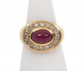GENTLEMAN'S 18K YG RUBY & DIAM