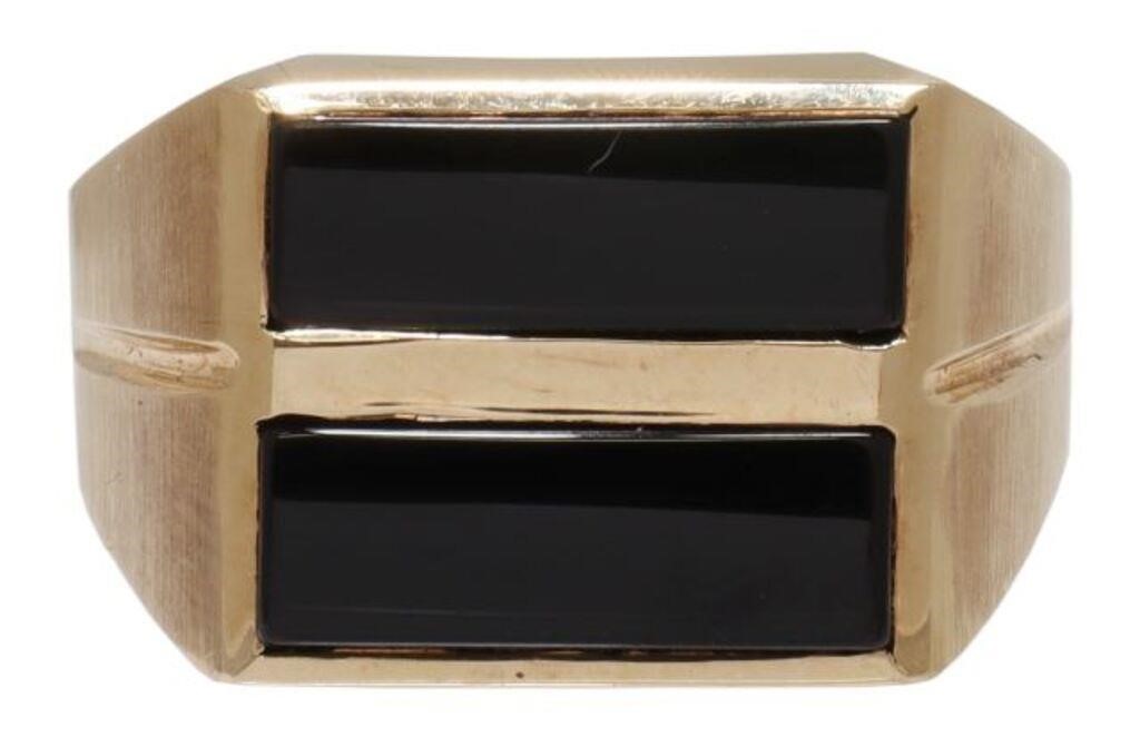 GENT'S 14KT YELLOW GOLD & ONYX FLAT
