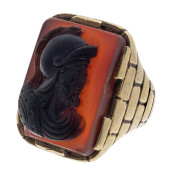 GENTS ART DECO CHALCEDONY CAME