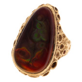 GENT'S FIRE AGATE, 14K YELLOW