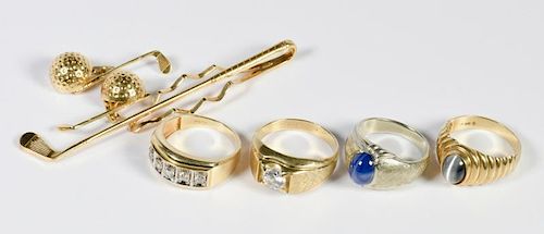 GENTS GOLD RINGS AND CUFFLINKS, 6