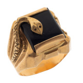 GENT'S ONYX, 18K YELLOW GOLD R